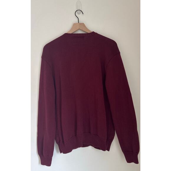 Polo by Ralph Lauren VINTAGE V-Neck Cotton Sweater - Burgundy L - Picture 4 of 6